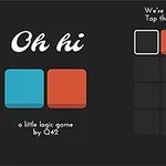 Czarny ekran z kolorowymi kwadratami, instrukcjami w języku angielskim po prawej stronie oraz niebieskim i czerwonym kwadratem po lewej