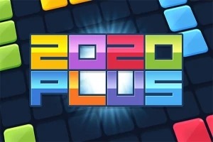 Kolorowe bloki układające się w napis 2020 PLUS na ciemnym tle