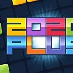 Kolorowe bloki układające się w napis 2020 PLUS na ciemnym tle