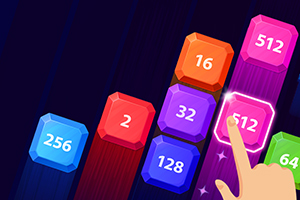 Kolorowe, numerowane bloki ułożone pionowo, z ręką wskazującą blok oznaczony liczbą 512