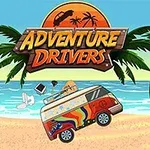 Tęczowy van na plaży z palmami i morzem w tle