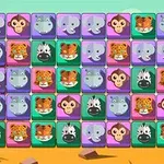 Kolorowe kwadratowe kafelki z ilustracjami różnych zwierząt, takich jak małpa, hipopotam, słoń, tygrys i zebra, na tle pustynnego krajobrazu