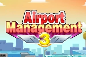 Grafika przedstawia napis „Airport Management 3” na tle miasta i nieba z chmurami, z dodatkiem skrzydeł i cyfry trzy