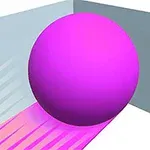 Różowa kula tocząca się po powierzchni z gradientowym cieniem w narożniku ścian