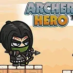Postać łucznika celująca strzałą w zielonego orka na tle tytułu Archer Hero