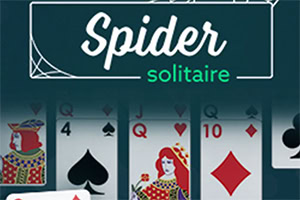 Karty do gry z widocznymi symbolami i nazwą Spider Solitaire na górze