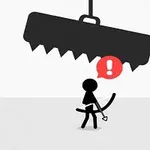 Czarny patyczkowy ludzik z łukiem stoi pod ostrym obiektem z wykrzyknikiem w czerwonym dymku nad głową