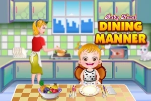 Dziecko przy stole w kuchni z kobietą gotującą w tle