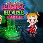 Dzieci stojące w ciemnej latarni morskiej przed magiczną księgą z unoszącymi się zielonymi iskrami