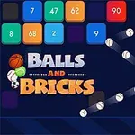 Kolorowe bloki z liczbami oraz piłki odbijające się od nich na ciemnym tle