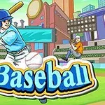 Baseballista w niebieskim stroju przygotowuje się do odbicia piłki na tle stadionu z widownią i jasnym napisem Baseball