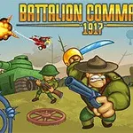 Żołnierze w zielonych mundurach atakujący z bronią, w tle czołg, samolot i eksplozje