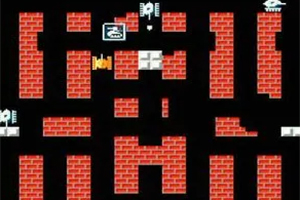 Na obrazku widoczne jest labiryntowe pole z czerwonymi cegłami i czarnymi korytarzami, z ikonami pojazdów i symbolem białego orła