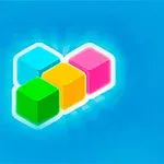 Kolorowe, świecące sześciany w niebieskim tle