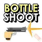Broń i strzelana szklana butelka z napisem Bottle Shoot na białym tle