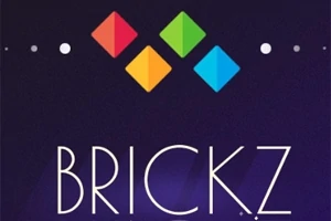 Kolorowe romby na ciemnym tle z napisem BRICKZ poniżej