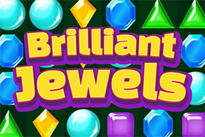 Kolorowe klejnoty na ciemnym tle z napisem Brilliant Jewels w jaskrawych kolorach