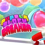 Kolorowe balony unoszą się w powietrzu, a w centrum znajduje się napis w stylu kreskówkowym oraz czerwono-biały okrąg