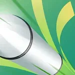 Srebrny pocisk lecący na zielonym tle z żółtymi i zielonymi wzorami