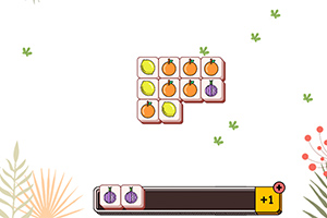 Kwadratowy układ płytek z ikonami owoców i warzyw, z dolnym paskiem licznika