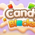 Napis Candy Blocks z kolorowymi klockami na pastelowym tle