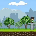 Dwóch uroczo rysowanych wojowników stoi w scenerii leśnej, z jednym z nich obsługującym armatę