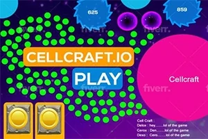 Kolorowe kółka na ciemnym tle z logo CELLCRAFT