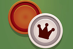 Dwa pionki na zielonym tle, biały pionek z symbolem korony i czerwony pionek