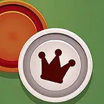 Dwa pionki na zielonym tle, biały pionek z symbolem korony i czerwony pionek