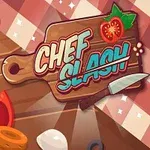 Kolorowa grafika z deską do krojenia, świeżymi warzywami, takimi jak pomidor, ogórek i liście bazylii, oraz nożem kuchennym na tle w kratę