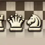Ikony szachowe przedstawiające wieżę, królową, konia i pionka na tle szachownicy