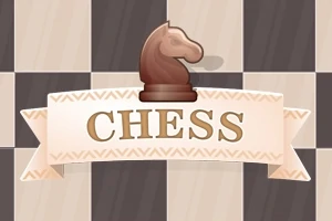 Koń szachowy na tle szachownicy z napisem CHESS