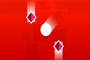 Biała kula na czerwonym tle z abstrakcyjnymi jasnoróżowymi kształtami rombów