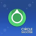 Zielone okręgi na niebieskim tle z napisem Circle Shooter