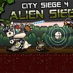 Rycerz w futurystycznej zbroi walczący z dziwnymi, latającymi robotami na tle bujnej roślinności