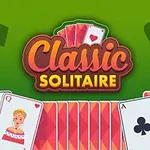Karty do gry z postaciami króla i królowej obok napisu Classic Solitaire na zielonym tle