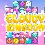 Kolorowe buźki w blokach z dużym napisem Cloudy Kingdom 3 na tle pastelowego gradientu