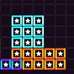 Kolorowe bloki z gwiazdami ułożone na czarnym tle w prostokątach