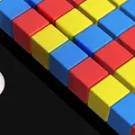 Kulki jak odbija się od kolorowych sześcianów w układzie na czarnym tle