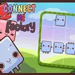 Kolorowe, kwadratowe postacie z uśmiechniętymi twarzami na tle zieleni i fabryk, z logotypem w lewym górnym rogu