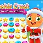 Świąteczna plansza z ciastkami, ozdobiona choinką i postacią w stroju Mikołaja