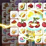 Plansza z kafelkami przedstawiającymi różne jedzenia i symbole, w centrum widoczne są wisienki otoczone efektami świetlnymi