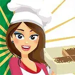 Kobieta z długimi włosami w białej czapce kucharskiej trzymająca naczynie z ciastem na tle włoskiej flagi