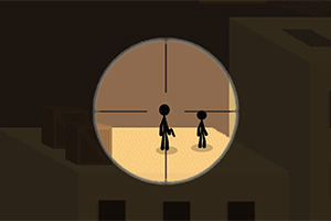 Postacie w widoku z celownika snajperskiego na dachu budynku