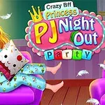 Dwie postacie w piżamach siedzą na fioletowych fotelach, otoczone poduszkami i piórkami w pomieszczeniu o pastelowych kolorach