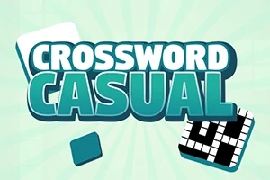 Napis Crossword Casual na tle z literami i fragmentem krzyżówki