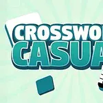 Napis Crossword Casual na tle z literami i fragmentem krzyżówki