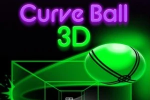 Zielona świecąca piłka z napisem Curve Ball 3D na czarnym tle