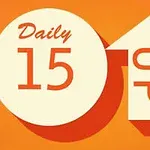 Grafika przedstawia dużą strzałkę skierowaną w górę z napisem UP oraz okrągły znak z napisem Daily 15 na pomarańczowym tle