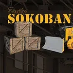 Żółty spychacz obok trzech drewnianych skrzyń na ciemnym tle z napisem Daily Sokoban